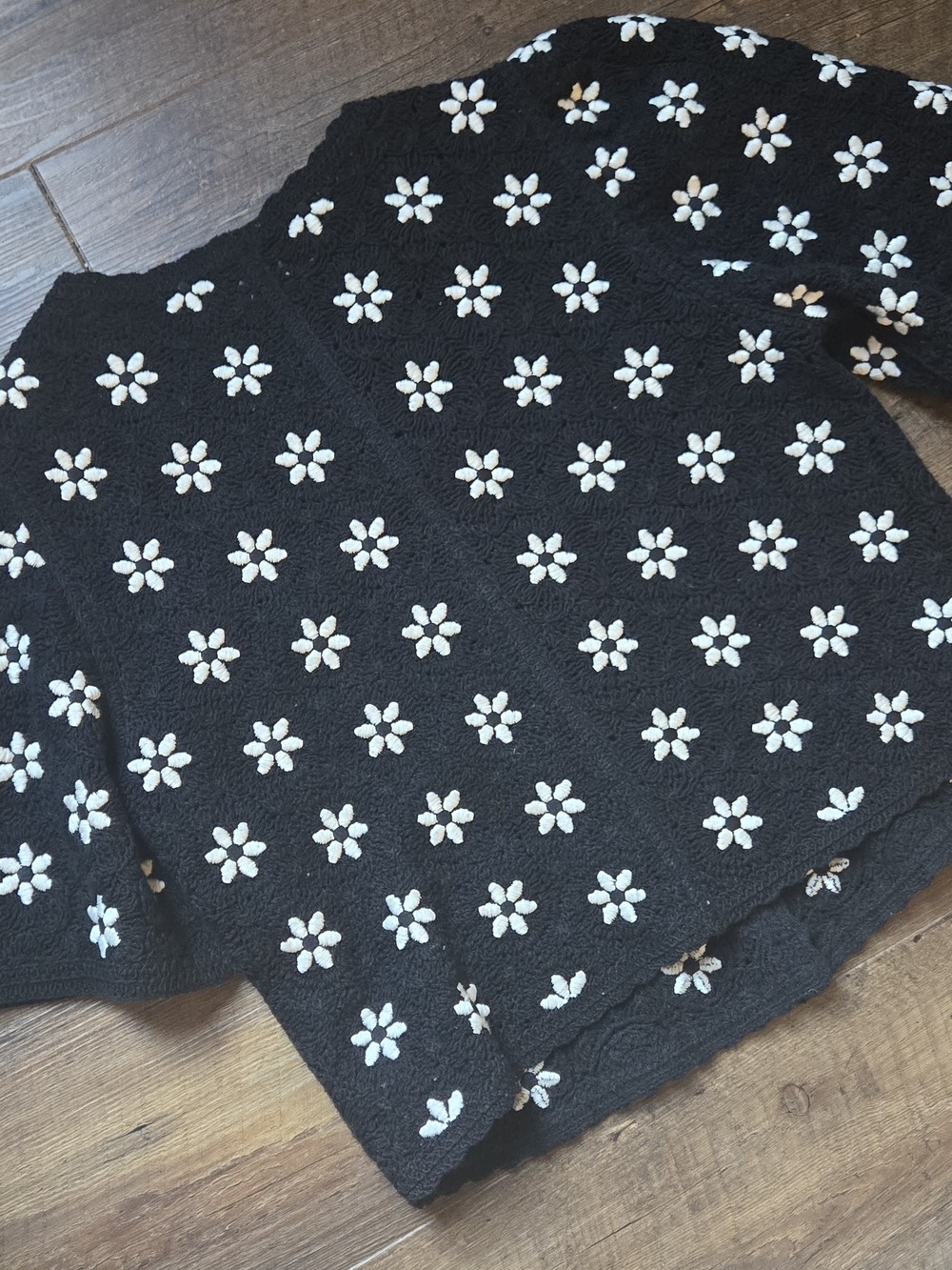 Sezane Lorna Shirt Contrasted Black Guipure Ecru Flower - Size S - Picture 6 of 10